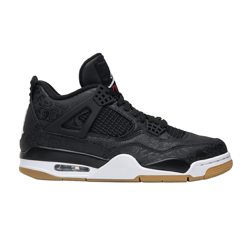 ナイキ 黒色 ブラック 白色 ホワイト 茶色 ブラウン エアジョーダン LASER スニーカー メンズ AIR JORDAN AIR JORDAN 4 RETRO / BLACK WHITE GUM LIGHT BROWN