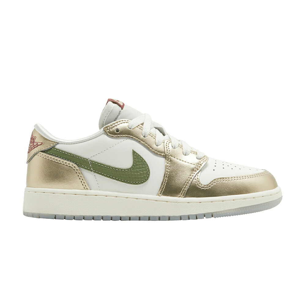ナイキ 緑 緑であること ゴールド エアジョーダン \u0027YEAR DRAGON\u0027 御坊っちゃん キッズ AIR JORDAN AIR JORDAN 1 RETRO LOW OG GS OF THE / SAIL OIL GREEN METALLIC GOLD もの言う花 マタニティ スニーカー