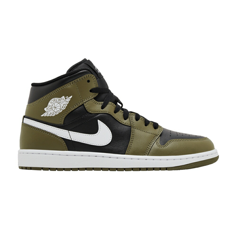 ナイキ ミッド 黒色 ブラック オリーブ 白色 ホワイト エアジョーダン MEDIUM OLIVE スニーカー メンズ AIR JORDAN AIR JORDAN 1 MID / BLACK MEDIUM OLIVE WHITE