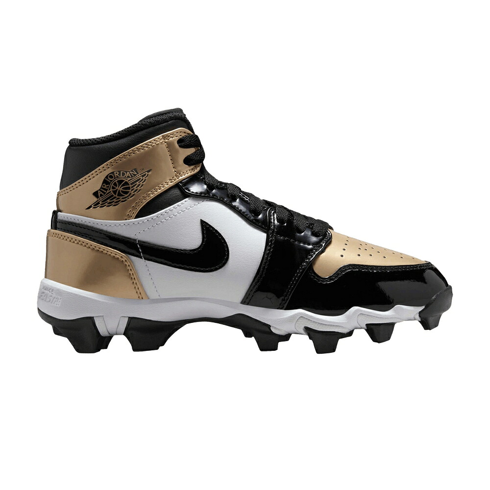 ナイキ ミッド ゴールド 黒色 ブラック 白色 ホワイト エアジョーダン 'GOLD TOE' ジュニア キッズ AIR JORDAN AIR JORDAN 1 MID CLEAT GS / METALLIC GOLD BLACK WHITE ベビー マタニティ スニーカー