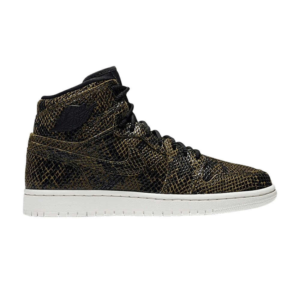 ナイキ ハイ プレミアム オリーブ 黒色 ブラック エアジョーダン 'SNAKESKIN' スニーカー レディース AIR JORDAN WMNS AIR JORDAN 1 RETRO HIGH PREMIUM / OLIVE CANVAS PHANTOM BLACK|スニケス
