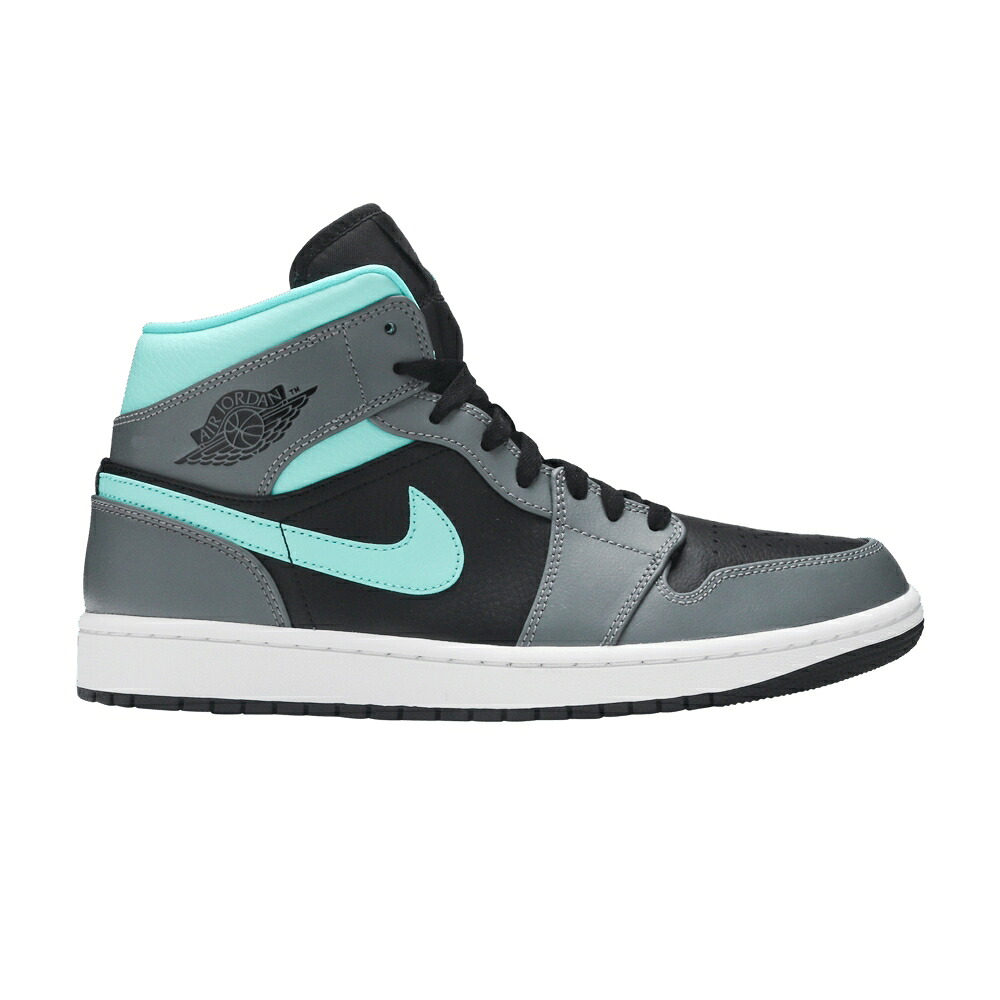 ナイキ ミッド 黒いこと 黒いこと アクア 薄墨色 薄墨色 エアジョーダン \u0027GREY AQUA\u0027 スニーカー メンズ AIR JORDAN AIR JORDAN 1 MID / BLACK LIGHT AQUA DARK SMOKE GREY