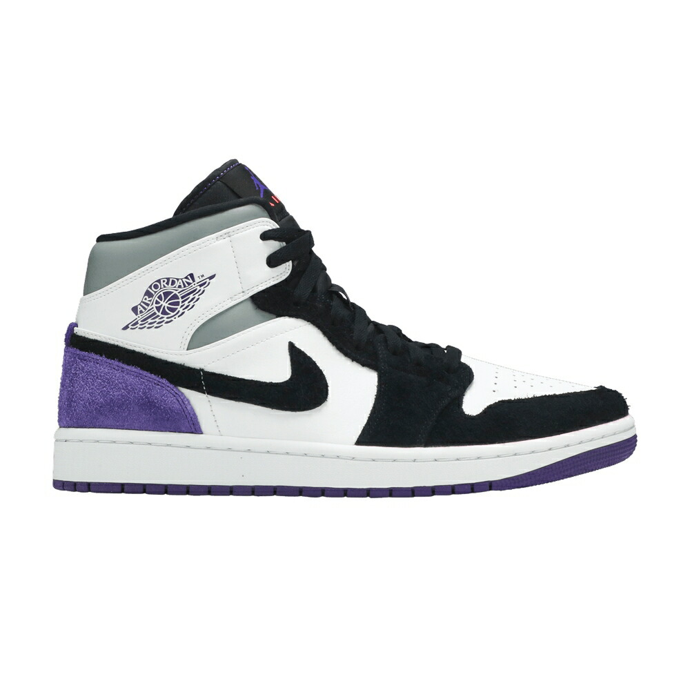ナイキ ミッド 白色 ホワイト 黒色 ブラック エアジョーダン 'VARSITY PURPLE' スニーカー メンズ AIR JORDAN AIR JORDAN 1 MID SE / WHITE BLACK LIGHT SOLAR FLARE