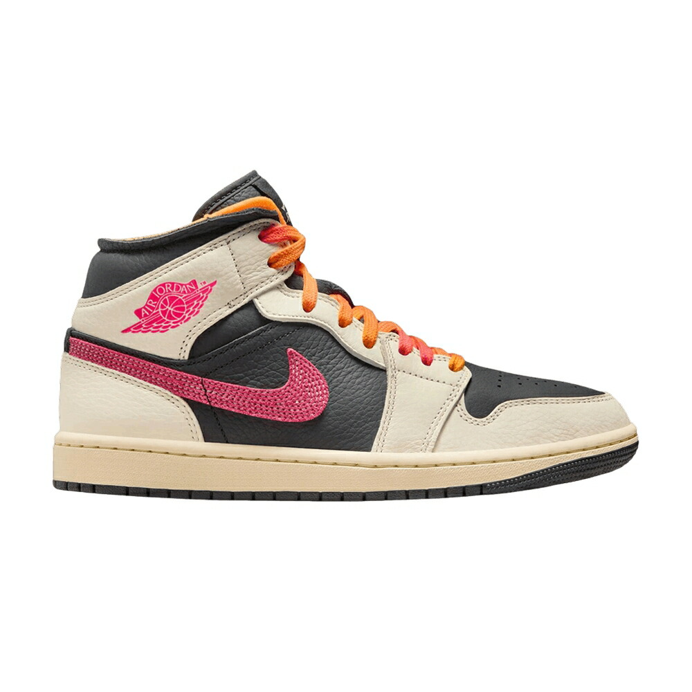 ナイキ ミッド 象牙色 黒いこと 黒いこと エアジョーダン \u0027FLIGHT CLUB\u0027 スニーカー レディース AIR JORDAN WMNS AIR JORDAN 1 MID SE EDGE / PALE IVORY BLACK MUSLIN RACER