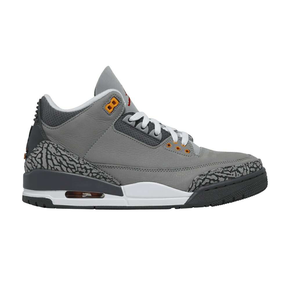 ナイキ しろがね色 しろがね色 橙 オレンジ色 エアジョーダン \u0027COOL GREY\u0027 スニーカー メンズ AIR JORDAN AIR JORDAN 3 RETRO 2021 / SILVER LIGHT GRAPHITE ORANGE