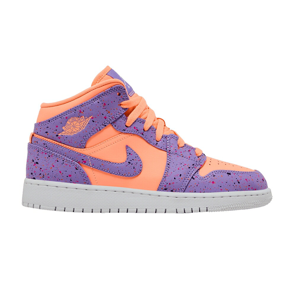 ナイキ ミッド 橙 オレンジ 紫 バイオレット レーザー エアジョーダン 'ATOMIC PULSE' ジュニア キッズ AIR JORDAN AIR JORDAN 1 MID SE GS / ORANGE PULSE ATOMIC VIOLET LASER ベビー マタニティ スニーカー