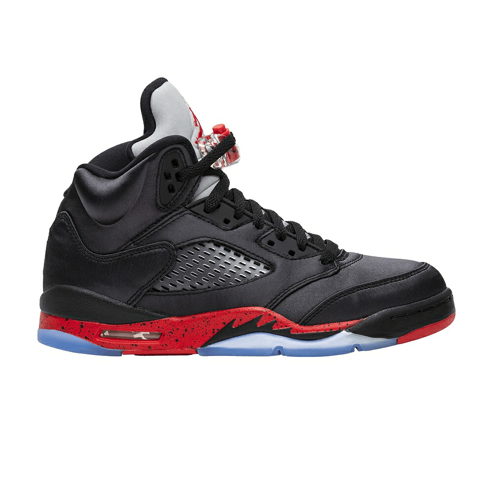 ナイキ 黒いこと 黒いこと 赤 赤いこと エアジョーダン \u0027SATIN\u0027 御坊っちゃん キッズ AIR JORDAN AIR JORDAN 5 RETRO GS / BLACK UNIVERSITY RED もの言う花 マタニティ スニーカー