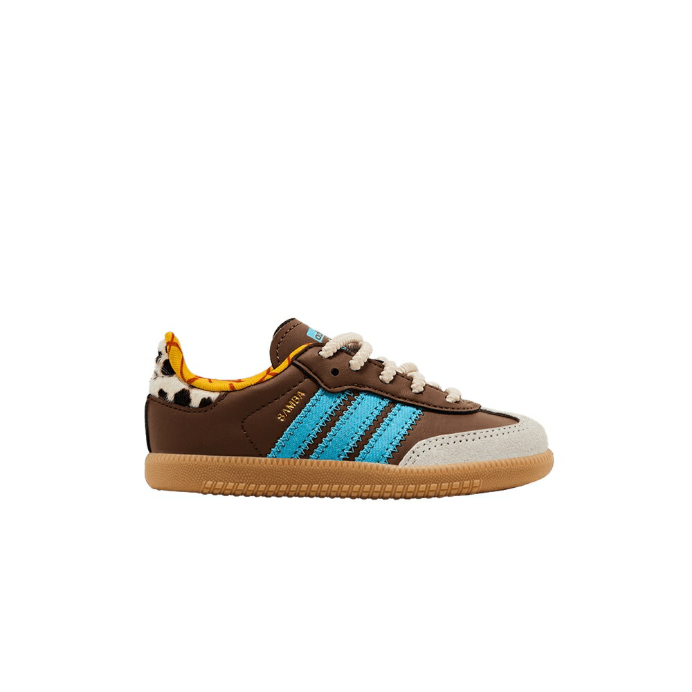 アディダス サンバ 茶色 ブラウン 青色 ブルー 'WOODY' スニーカー メンズ ADIDAS TOY STORY X SAMBA OG EL I / PRELOVED BROWN PRELOVED BLUE|スニケス