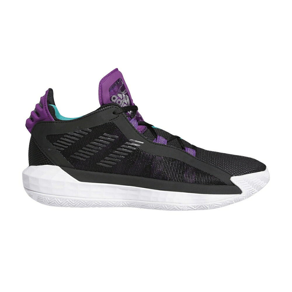 アディダス コア 黒色 ブラック 銀色 シルバー 'PURPLE TONGUE' スニーカー メンズ ADIDAS DAME 6 / CORE BLACK SILVER METALLIC