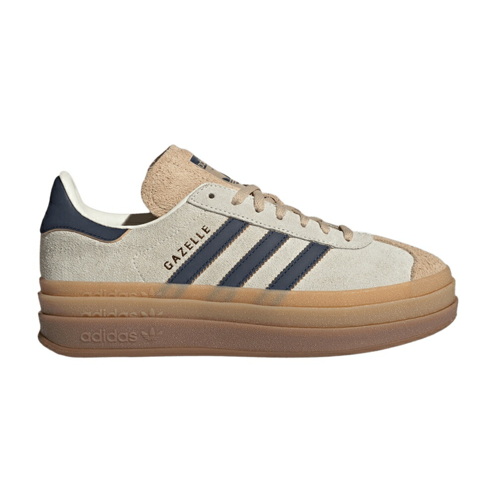 アディダス ガゼル ナイト クリーム 白色 ホワイト 藍色 インディゴ CREAM INDIGO スニーカー レディース ADIDAS WMNS GAZELLE BOLD NIGHT / CREAM WHITE NIGHT INDIGO