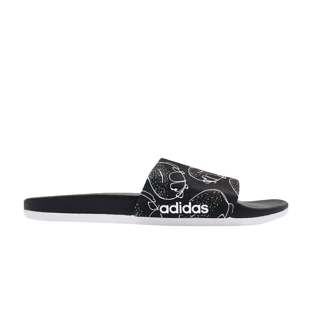 アディダス アディレッタ 黒色 ブラック 白色 ホワイト CF+ スニーカー メンズ ADIDAS ADILETTE GR / BLACK WHITE MULTI COLOR|スニケス