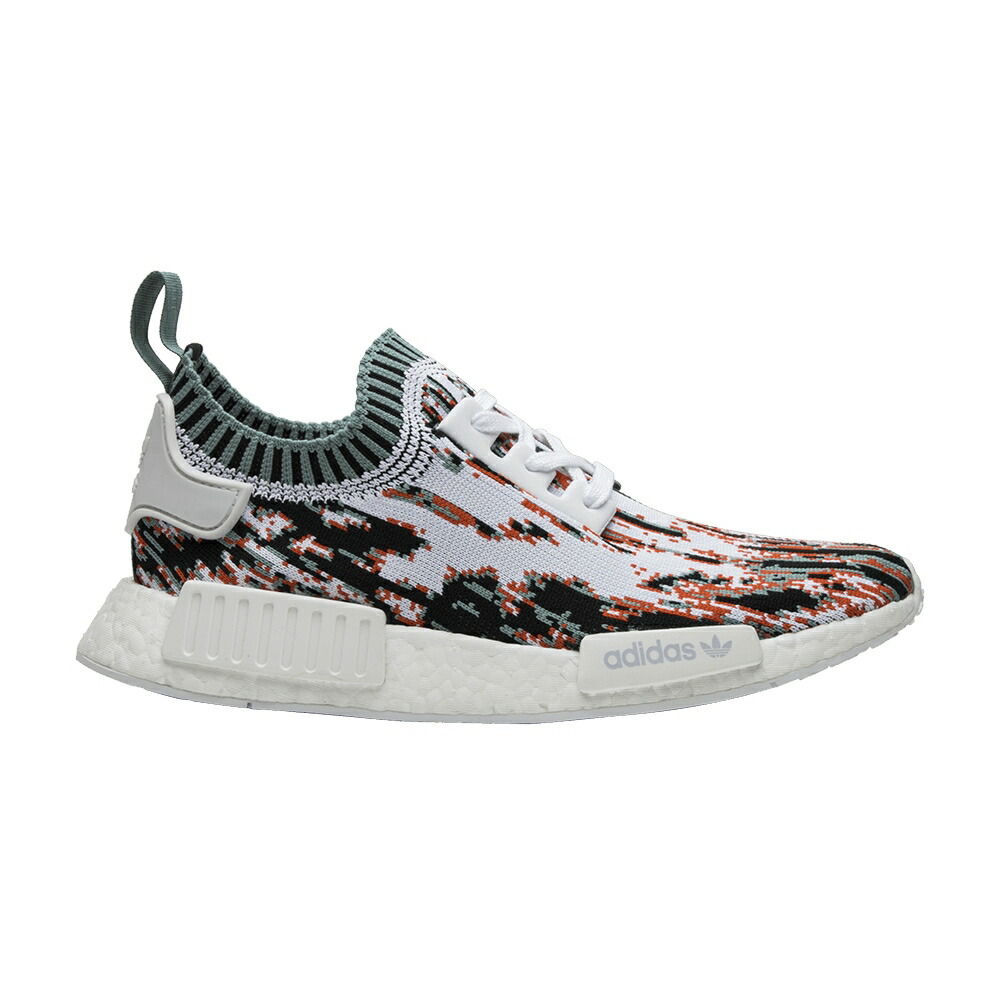 アディダス 白色 ホワイト 銀色 スチール NMD_R1 'DATAMOSH' スニーカー メンズ ADIDAS SNEAKERSNSTUFF X PRIMEKNIT / FOOTWEAR WHITE VAPOUR STEEL