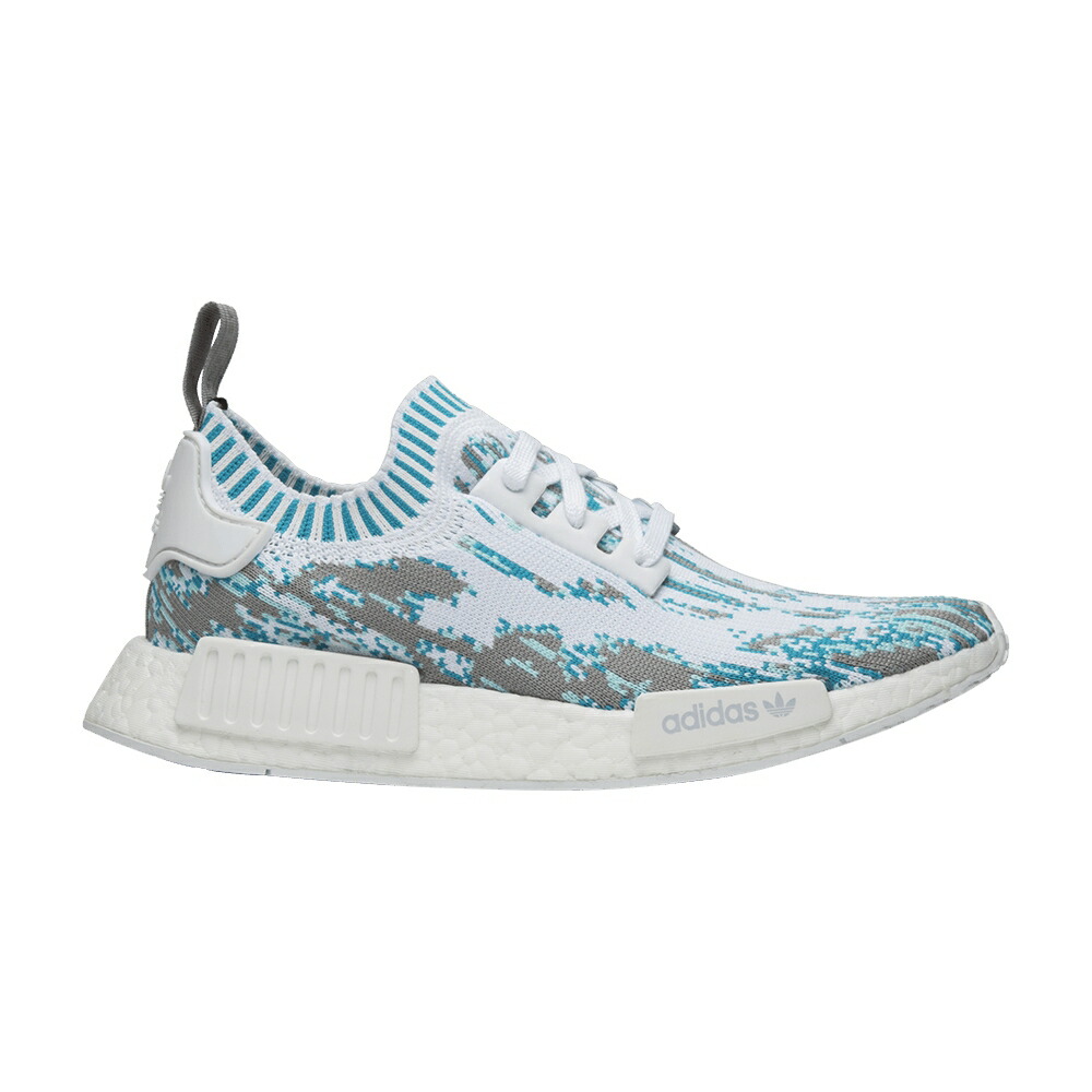 アディダス 白色 ホワイト アクア NMD_R1 DATAMOSH スニーカー メンズ ADIDAS SNEAKERSNSTUFF X PRIMEKNIT / FOOTWEAR WHITE CLEAR AQUA LAB