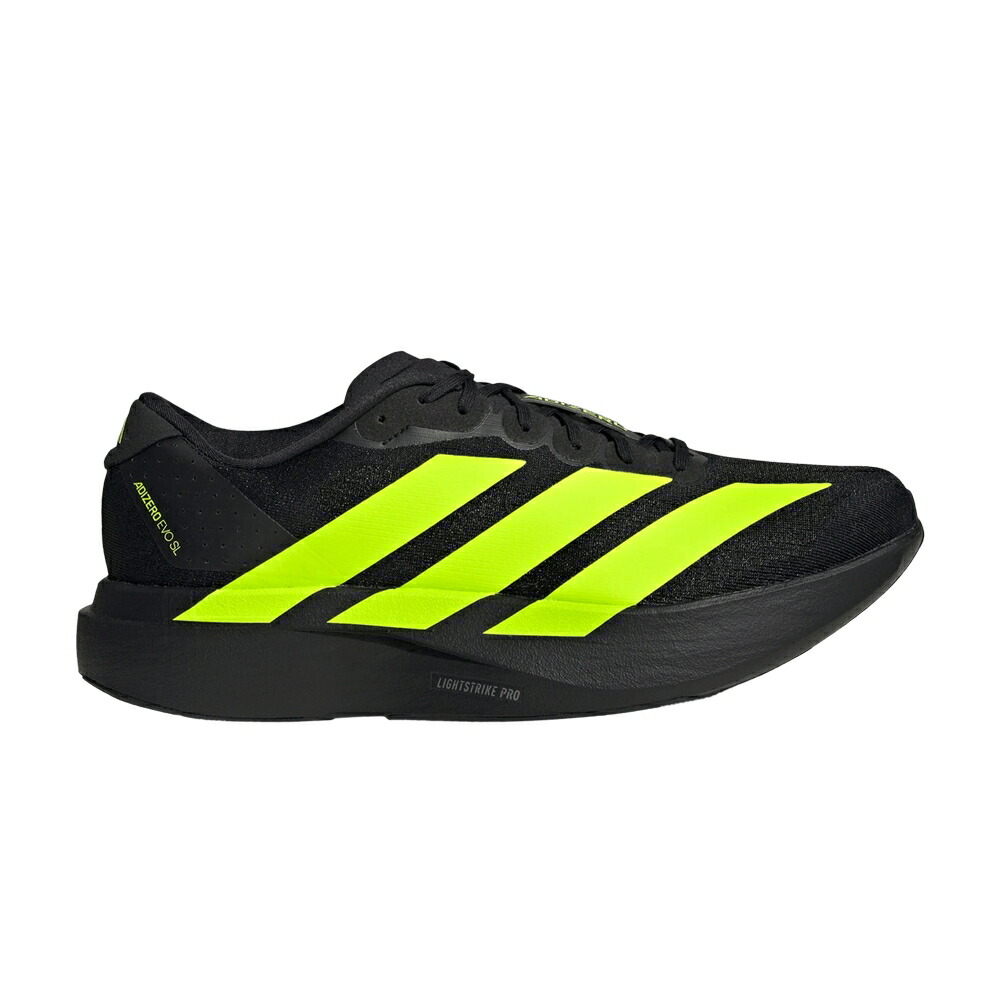 アディダス アディゼロ コア 黒色 ブラック 'BLACK LEMON' スニーカー メンズ ADIDAS ADIZERO EVO SL LUCID / CORE BLACK LUCID LEMON IRON｜スニケス