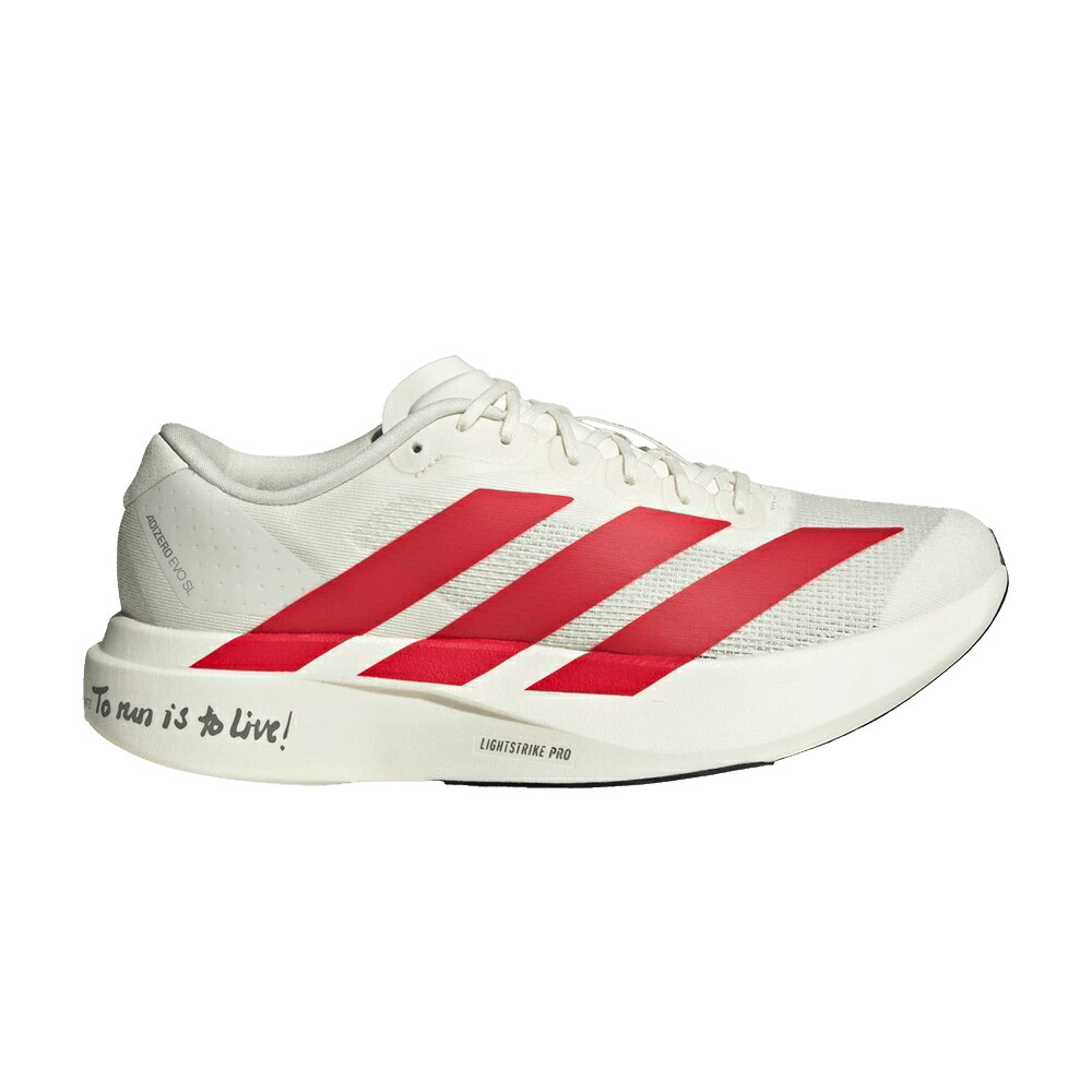 アディダス アディゼロ 幽客 白いこと 白いこと 中核グループ \u0027TO LIVE!\u0027 スニーカー メンズ ADIDAS ADIZERO EVO SL RUN IS TO / OFF WHITE BETTER SCARLET CORE