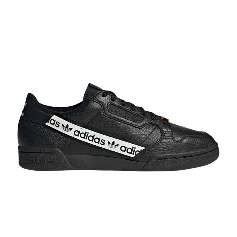 アディダス ストライプ 黒色 ブラック コア 白色 ホワイト 橙 オレンジ 'WORDMARK WHITE' スニーカー メンズ ADIDAS CONTINENTAL 80 SIDE STRIPE - BLACK / CORE BLACK CLOUD WHITE ORANGE
