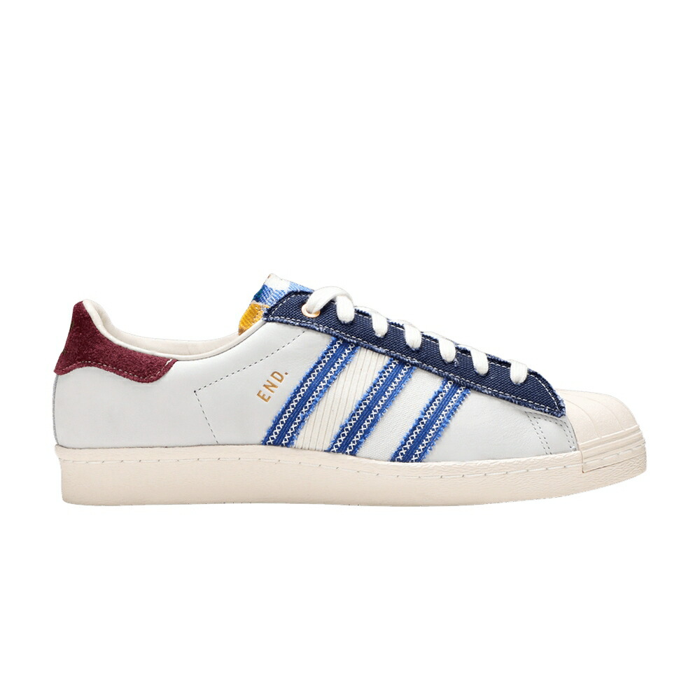 アディダス スーパースター 白色 ホワイト ナイト 藍色 インディゴ 赤 レッド END. ALTERNATIVE LUXURY スニーカー メンズ ADIDAS X SUPERSTAR / OFF WHITE NIGHT INDIGO RED