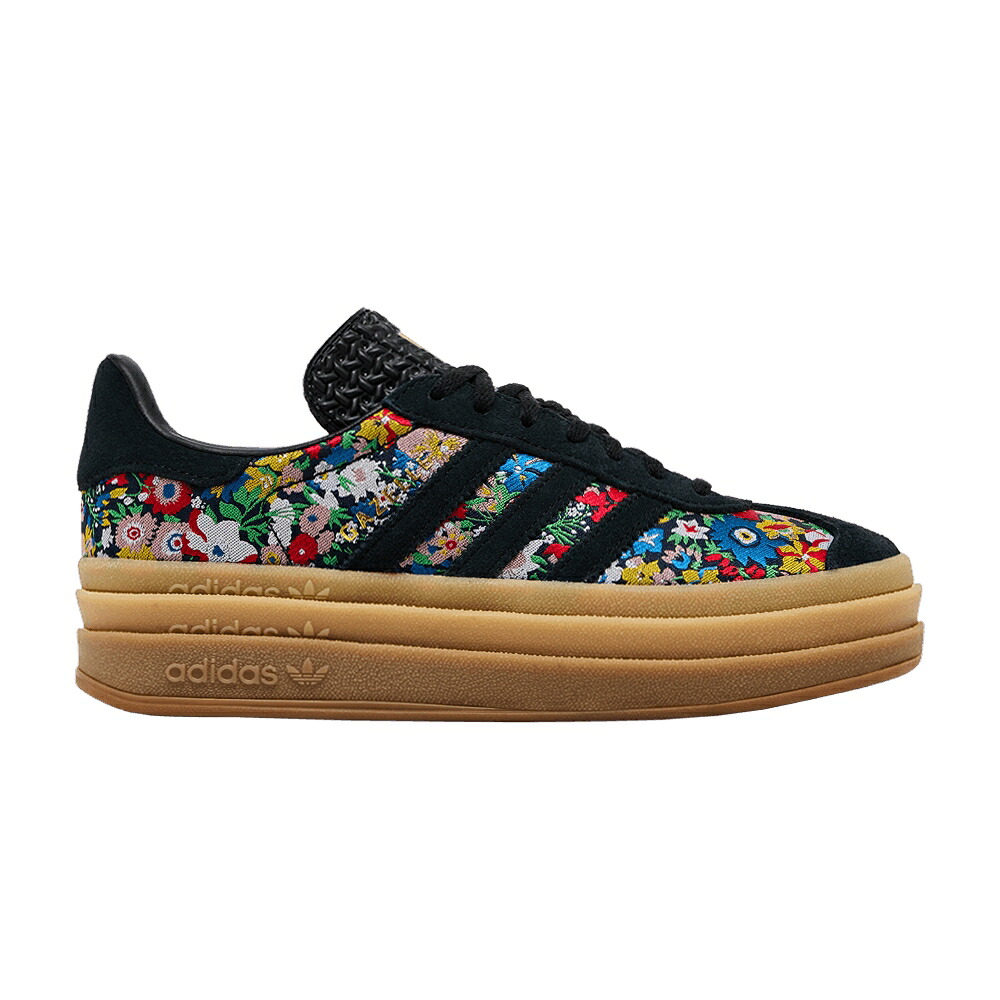 アディダス ガゼル コア 黒色 ブラック ゴールド 'FLORAL EMBROIDERY' スニーカー レディース ADIDAS LIBERTY LONDON X WMNS GAZELLE BOLD / CORE BLACK SUPPLIER COLOUR GOLD|スニケス