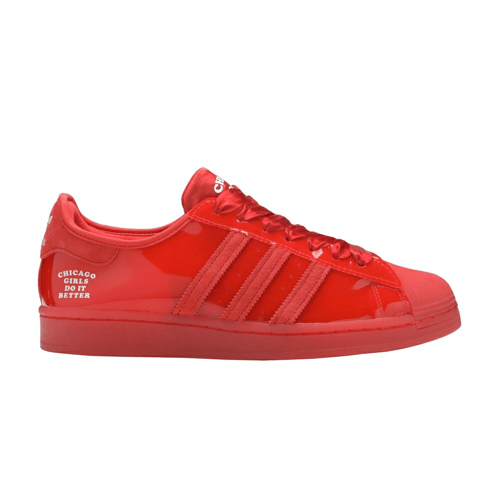 アディダス スーパースター 赤 レッド 白色 ホワイト CHICAGO BETTER スニーカー メンズ ADIDAS FAT TIGER WORKSHOP X SUPERSTAR GIRLS DO IT / LUSH RED CLOUD WHITE LUSH RED