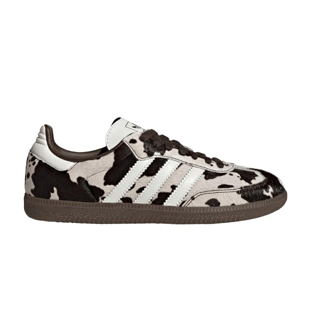 アディダス サンバ 白色 ホワイト 黒色 ブラック 'COW BLACK' スニーカー レディース ADIDAS WMNS SAMBA OG PRINT WHITE / BLACK WHITE DARK GUM