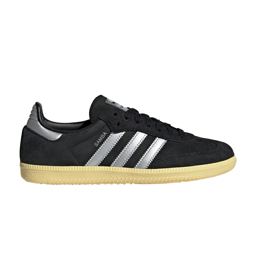 アディダス サンバ コア 黒色 ブラック 銀色 シルバー BLACK YELLOW スニーカー レディース ADIDAS WMNS SAMBA OG ALMOST / CORE BLACK MATTE SILVER ALMOST