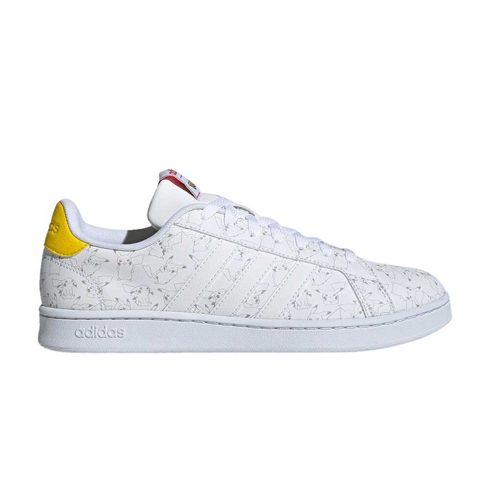 アディダス 地びた 厚地の外套 白いこと 白いこと \u0027PIKACHU\u0027 スニーカー メンズ ADIDAS POK MON X GRAND COURT / FOOTWEAR WHITE FOOTWEAR WHITE