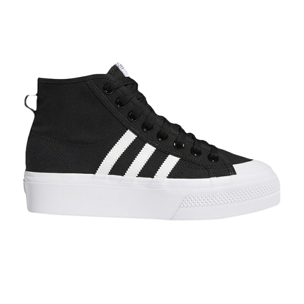 アディダス ミッド 黒色 ブラック コア 白色 ホワイト 'CORE WHITE' スニーカー レディース ADIDAS WMNS NIZZA PLATFORM MID BLACK / CORE BLACK CLOUD WHITE CLOUD|スニケス
