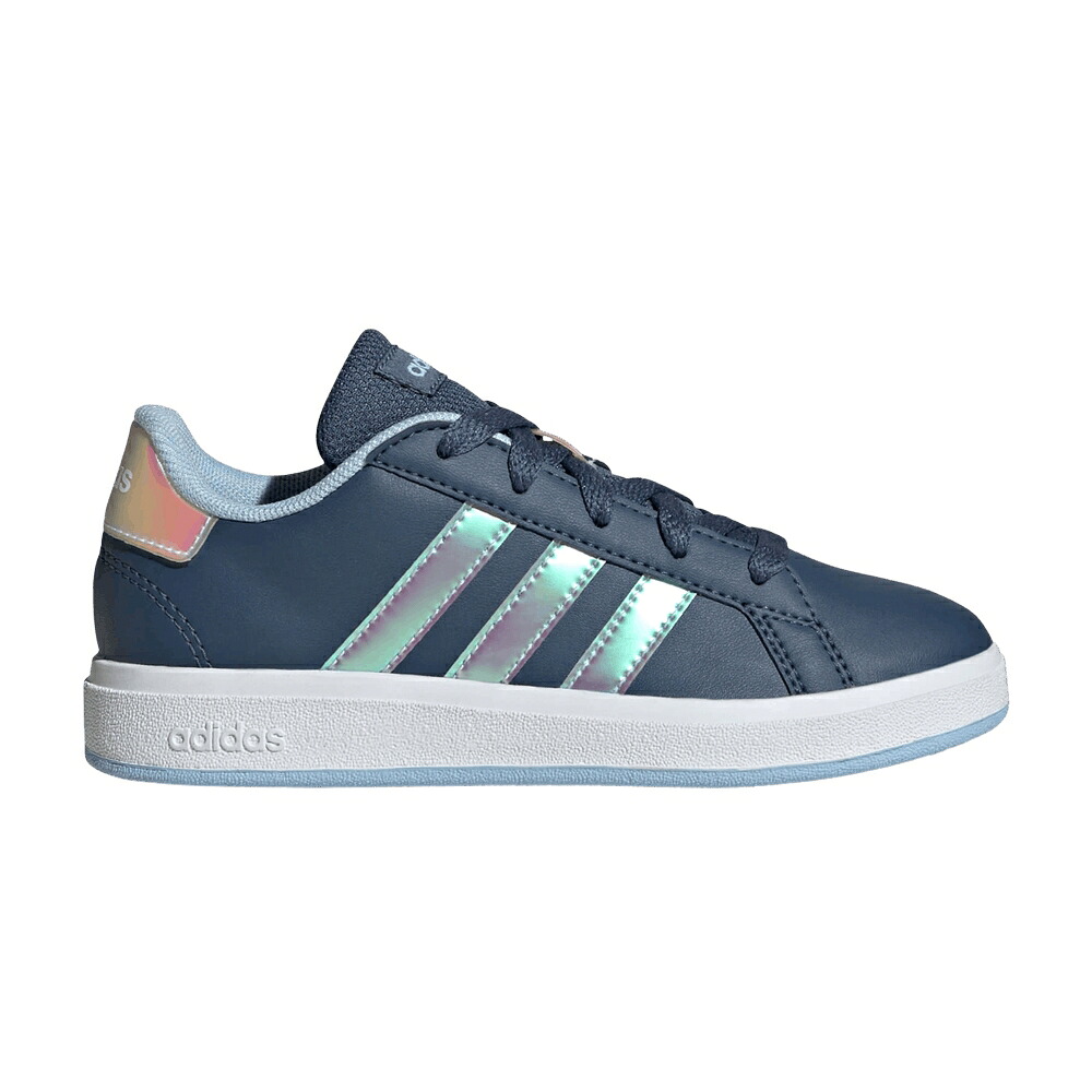 アディダス 地べた 厚地の外套 白いこと 白いこと \u0027IRIDESCENT INK\u0027 スニーカー メンズ ADIDAS GRAND COURT LACE K STRIPES - PRELOVED / PRELOVED INK CLOUD WHITE CLEAR