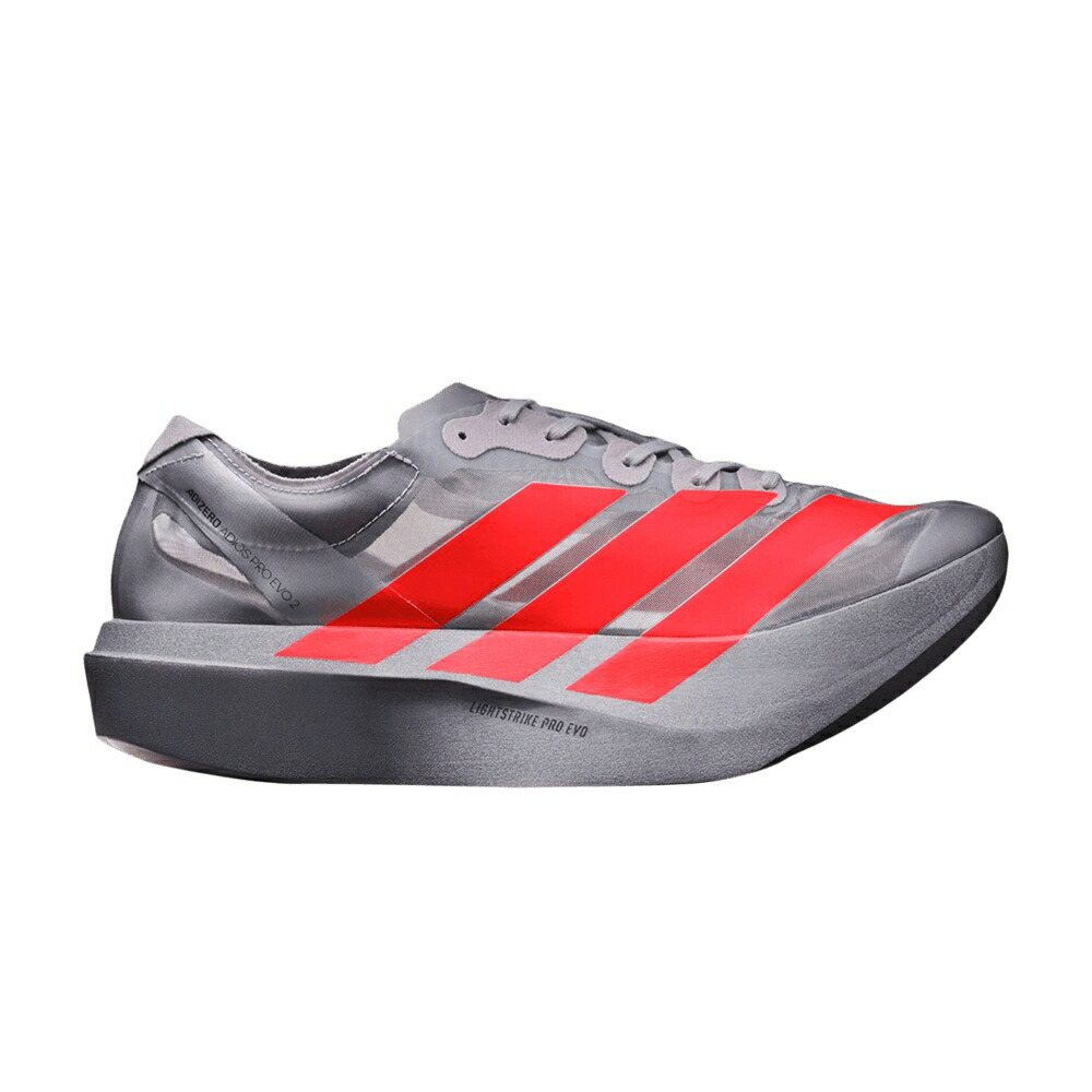 アディダス アディゼロ アディオス プロ 銀色 シルバー 赤 レッド 灰色 グレー 'SILVER RED' スニーカー メンズ ADIDAS ADIZERO ADIOS PRO EVO 2 METALLIC LUCID / SILVER METALLIC LUCID RED GREY