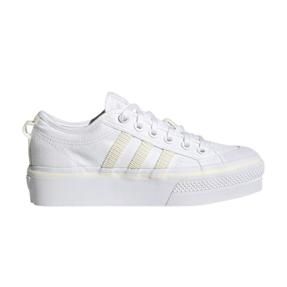アディダス 白色 ホワイト 銀色 シルバー OFF CREAM スニーカー レディース ADIDAS WMNS NIZZA PLATFORM WHITE / CLOUD WHITE OFF WHITE SILVER