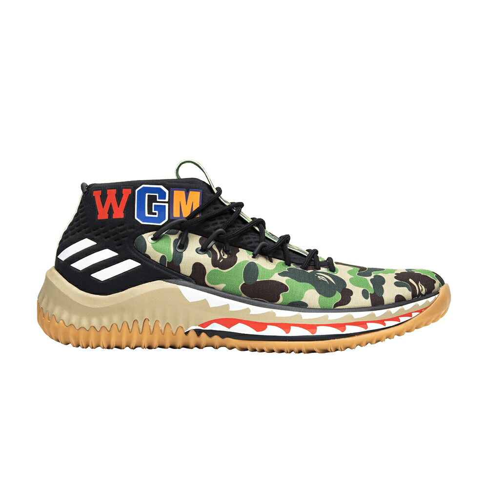 アディダス 白色 ホワイト コア 黒色 ブラック GREEN CAMO スニーカー メンズ ADIDAS A BATHING APE X DAME 4 / PANTONE RUNNING WHITE CORE BLACK
