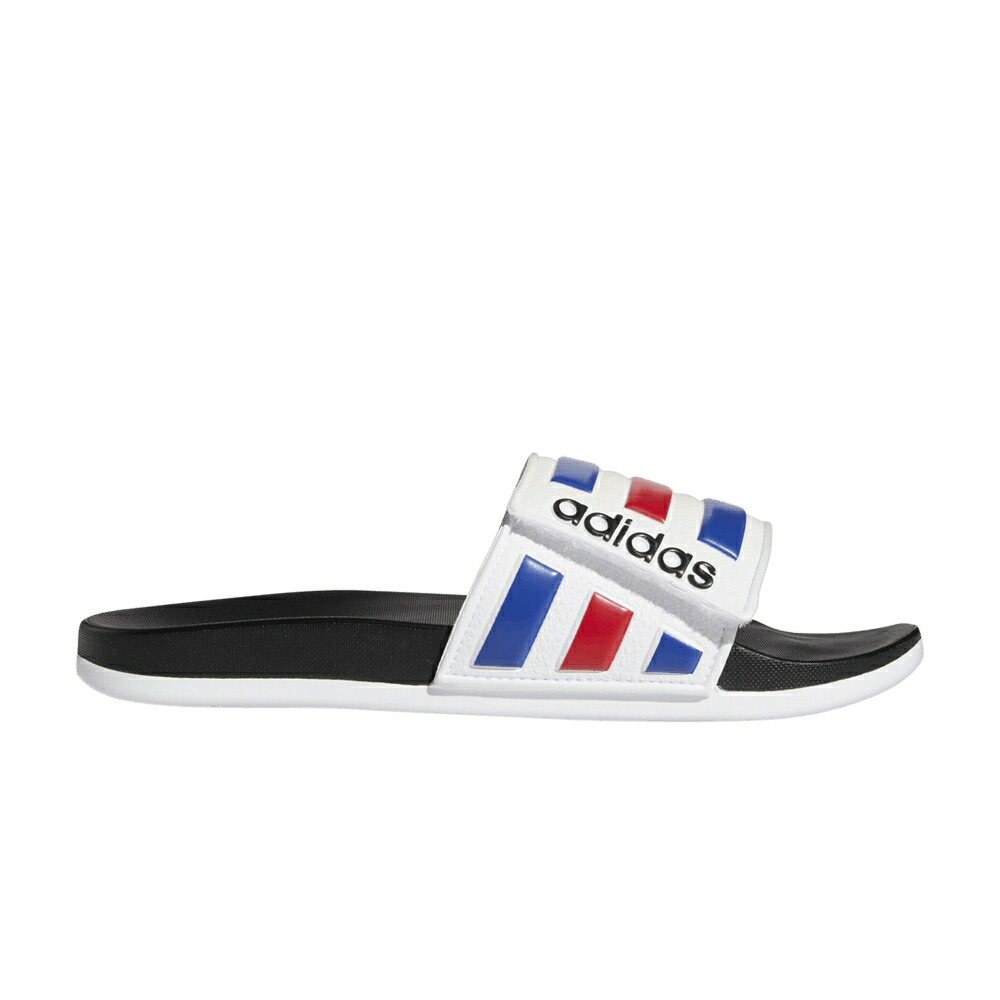 アディダス アディレッタ サンダル 白色 ホワイト 青色 ブルー WHITE SCARLET スニーカー メンズ ADIDAS ADILETTE COMFORT ADJUSTABLE SLIDE ROYAL / CLOUD WHITE ROYAL BLUE SCARLET