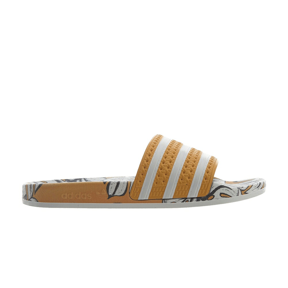 アディダス アディレッタ ゴールド 白いこと 白いこと \u0027TROPICAL PRINT\u0027 スニーカー レディース ADIDAS THE FARM COMPANY X WMNS ADILETTE SLIDES / CRAFT GOLD OFF WHITE CRAFT GOLD スニーカー-靴-レディース靴