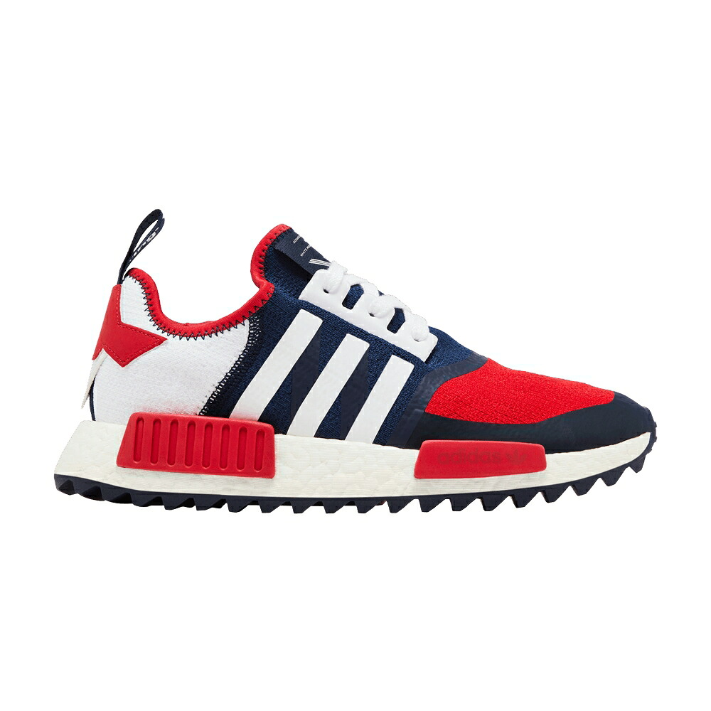アディダス 白色 ホワイト 紺色 ネイビー 'RED NAVY' スニーカー メンズ ADIDAS WHITE MOUNTAINEERING X NMD TRAIL / COLLEGIATE NAVY FOOTWEAR WHITE｜スニケス