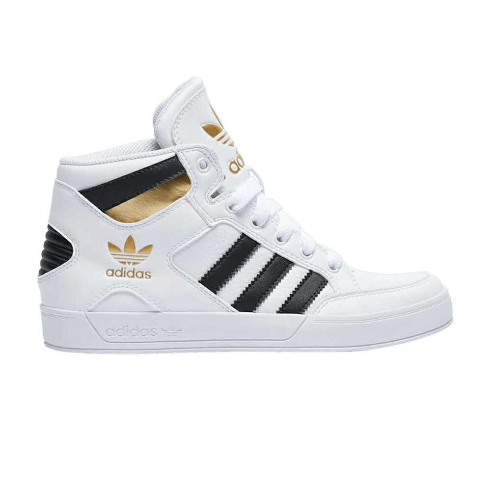 アディダス コート ハイ 白色 ホワイト 黒色 ブラック ゴールド 'WHITE GOLD' スニーカー メンズ ADIDAS HARD COURT HIGH J / WHITE BLACK GOLD|スニケス