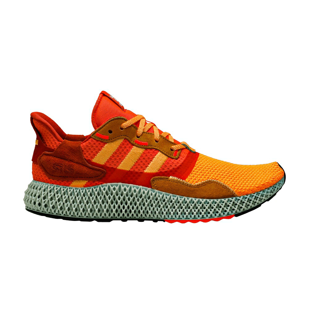 アディダス 橙 オレンジ色 \u0027SUNRISE\u0027 スニーカー メンズ ADIDAS SNEAKERSNSTUFF X ZX 4000 4D / FLAMING ORANGE FLAMING ORANGE