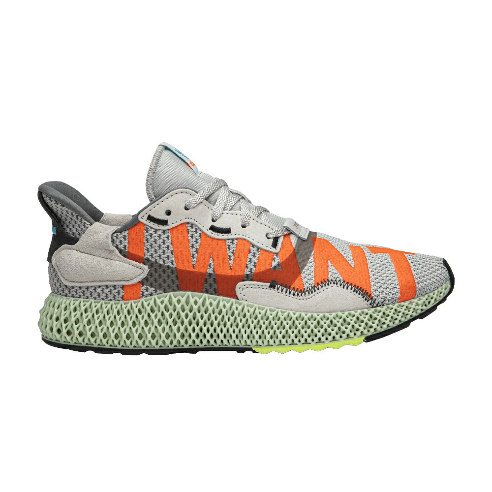 アディダス 薄墨色 薄墨色 赤 赤いこと シアン \u0027I CAN\u0027 スニーカー メンズ ADIDAS ZX 4000 4D WANT, I / GREY ONE SOLAR RED BRIGHT CYAN