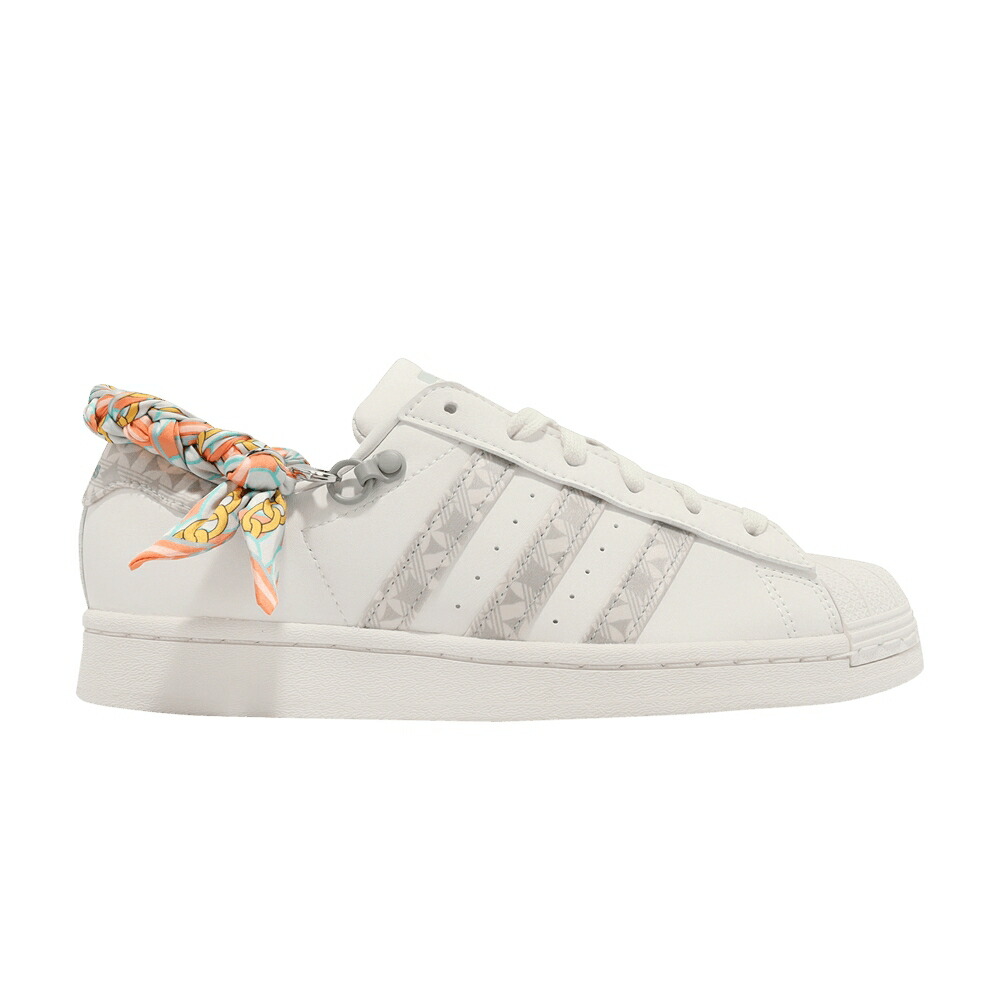 アディダス スーパースター スカーフ 白色 ホワイト 灰色 グレー 'SATIN TINT' スニーカー レディース ADIDAS WMNS SUPERSTAR SCARF - WHITE / WHITE TINT GREY TWO CHALK WHITE