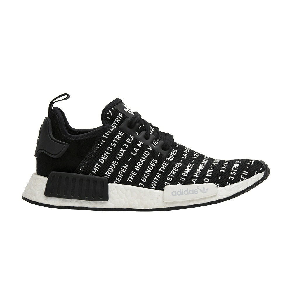 アディダス コア 黒色 ブラック NMD_R1 'THE STRIPES' スニーカー メンズ ADIDAS BRAND W/ THE 3 / CORE BLACK CORE BLACK FOOTWEAR|スニケス