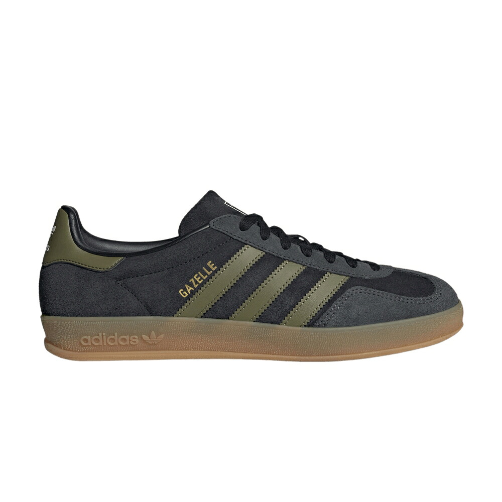アディダス ガゼル 黒色 ブラック コア オリーブ カーボン 'CORE OLIVE' スニーカー メンズ ADIDAS GAZELLE INDOOR BLACK / CORE BLACK FOCUS OLIVE CARBON