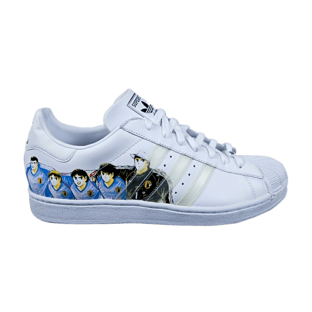 アディダス スーパースター エクスプレス 白色 ホワイト 青色 ブルー \'CAPTAIN TSUBASA\' スニーカー メンズ ADIDAS SUPERSTAR 1 EXPRESS / WHITE WHITE TRUE BLUE｜スニケス