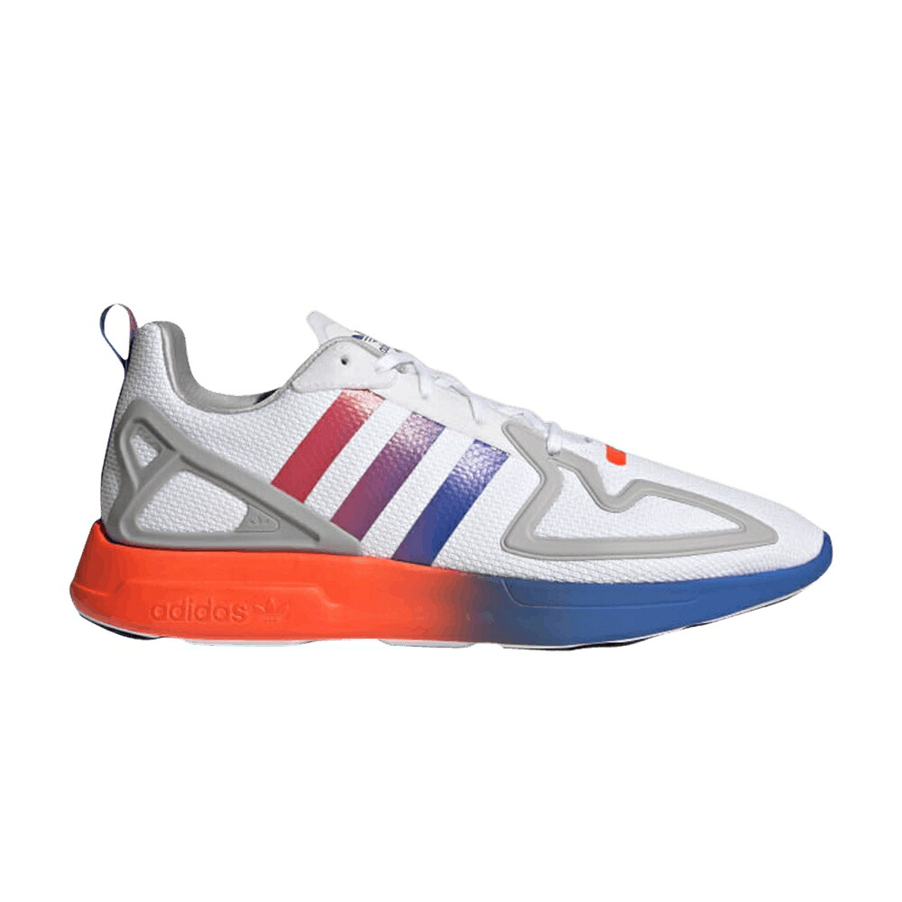 アディダス 白色 ホワイト コア 黒色 ブラック 青色 ブルー 'GRADIENT WHITE' スニーカー メンズ ADIDAS ZX 2K FLUX SOLE - CLOUD / CLOUD WHITE CORE BLACK BLUE｜スニケス