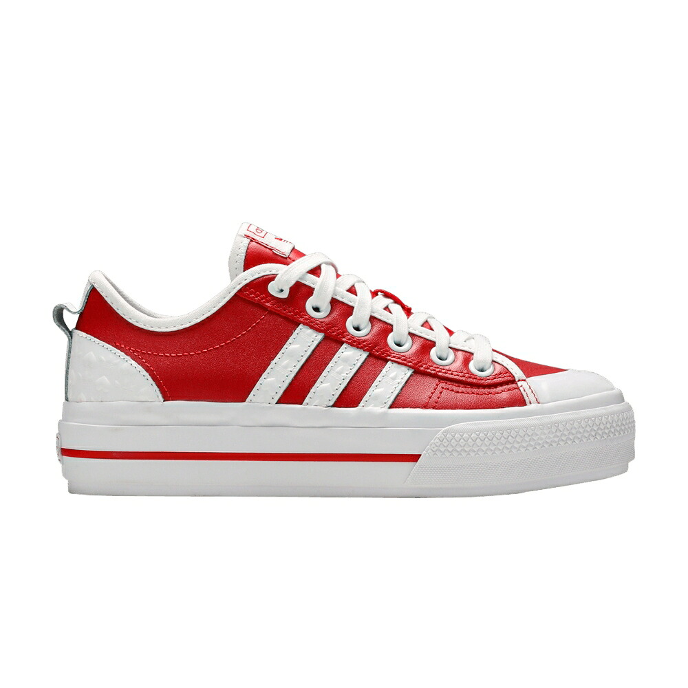 アディダス 白色 ホワイト コア 黒色 ブラック 'HEART SCARLET' スニーカー レディース ADIDAS WMNS NIZZA RF PLATFORM EMBOSSED - / SCARLET CLOUD WHITE CORE BLACK