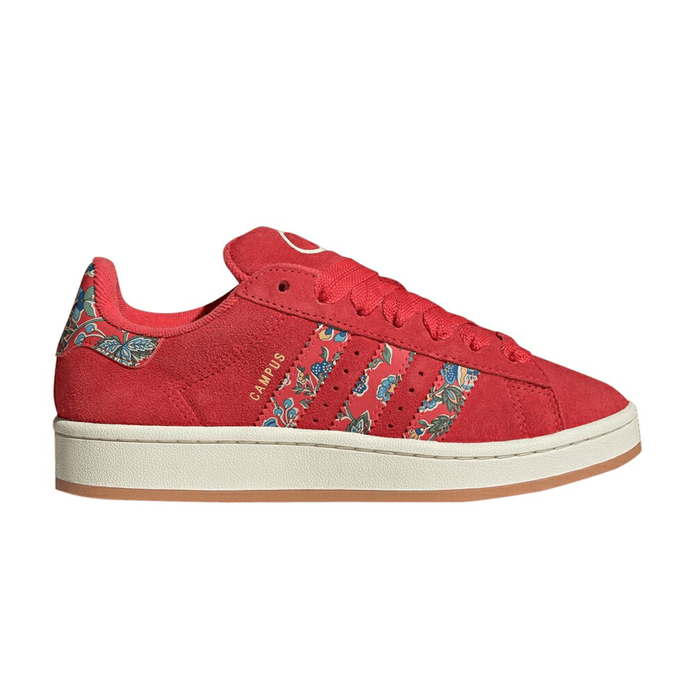 アディダス キャンパス 赤 レッド クリーム 白色 ホワイト ゴールド 'SEMI RED' スニーカー レディース ADIDAS LIBERTY LONDON X WMNS CAMPUS 00S LUCID / SEMI LUCID RED CREAM WHITE GOLD