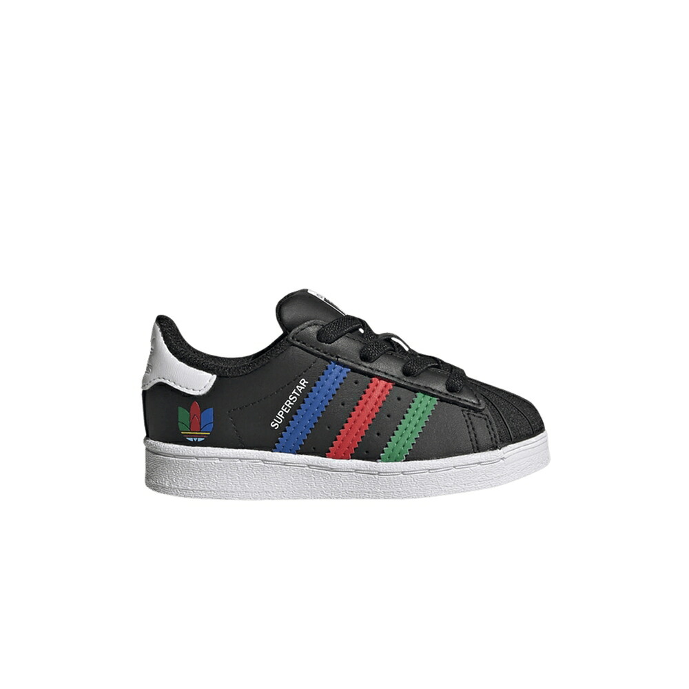 アディダス スーパースター コア 黒色 ブラック 緑 グリーン 白色 ホワイト COLORFUL BLACK スニーカー メンズ ADIDAS SUPERSTAR INFANT STRIPES - CORE / CORE BLACK GREEN CLOUD WHITE