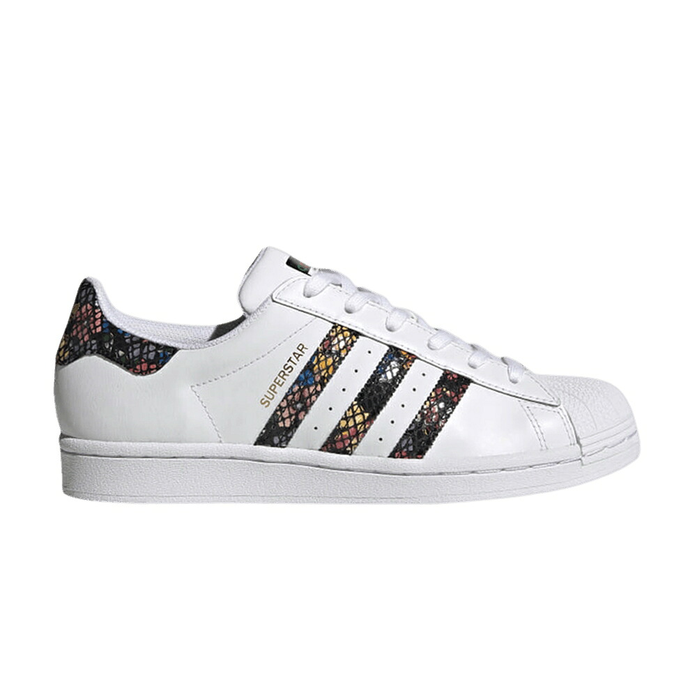 アディダス スーパースター 白色 ホワイト コア 黒色 ブラック 赤 レッド 'FLORAL STRIPES' スニーカー レディース ADIDAS WMNS SUPERSTAR TWIST / CLOUD WHITE CORE BLACK RED