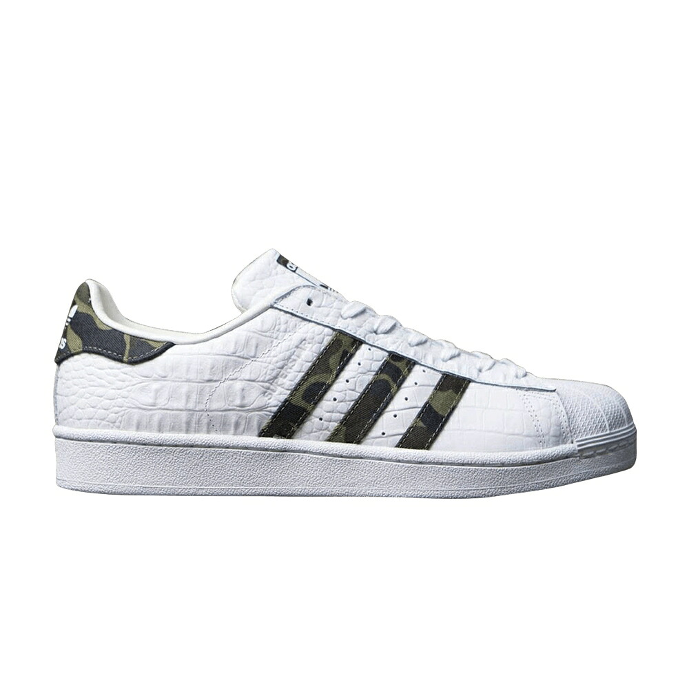 アディダス スーパースター 白色 ホワイト コア 黒色 ブラック 'CROC LEATHER' スニーカー メンズ ADIDAS SUPERSTAR / WHITE CORE BLACK WHITE｜スニケス
