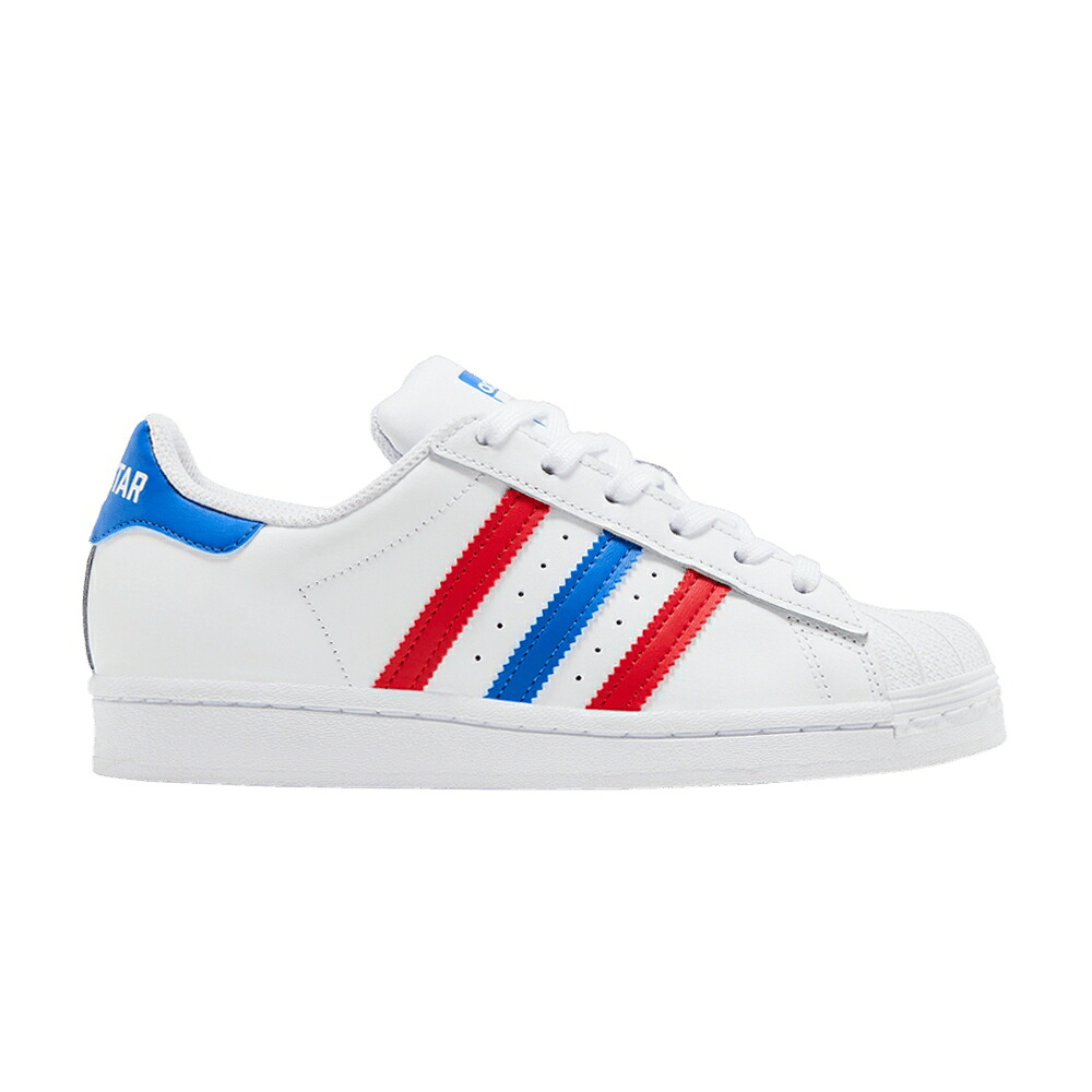 アディダス はやりっ子 赤 赤いこと 白いこと 白いこと 青味 青味 \u0027WHITE BLUE\u0027 スニーカー メンズ ADIDAS SUPERSTAR RED / FOOTWEAR WHITE RED BLUE