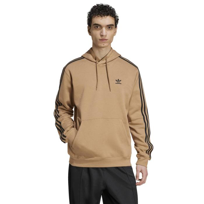 アディダス Adidas Originals 【 Adicolor Classics 3-Stripes Hoodie 】 縞模様 フリース フーディー パーカー メンズ 赤銅色 黒いこと