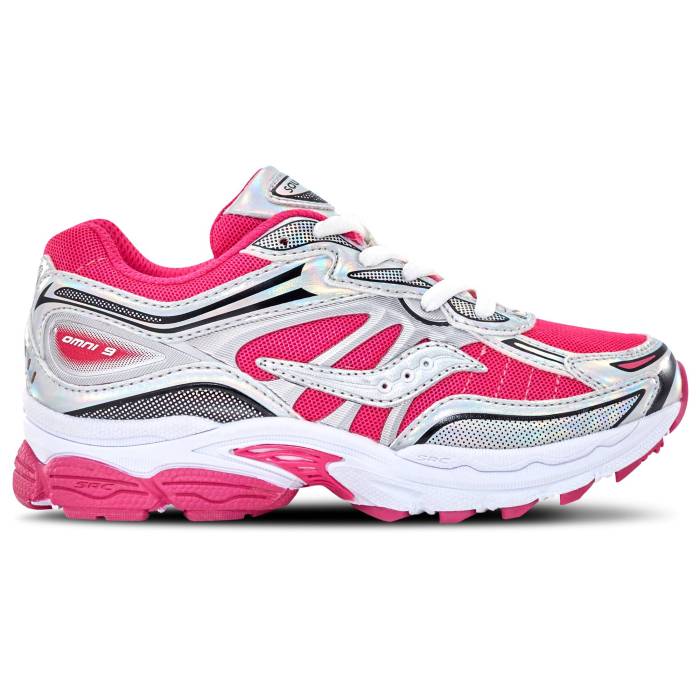 サッカニー Saucony 【 Omni 9 - Girls\u0027 Grade School Girls\u0027 Grade School Fuchsia/Silver 】 オムニ お坊っちゃん キッズ Silver しろがね色・しろがね色
